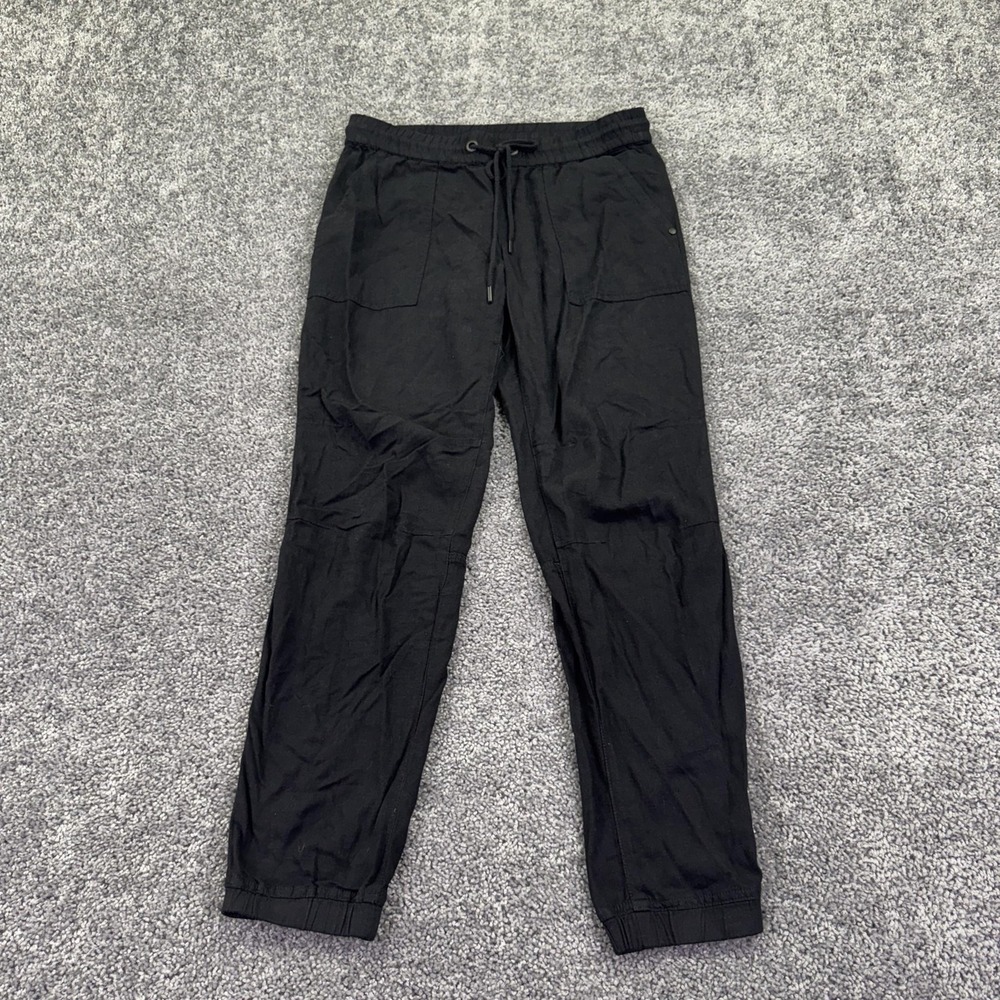 Sanctuary Pants Womens XS Black Jogger Linen Blend Elastic Waist Pockets Casual